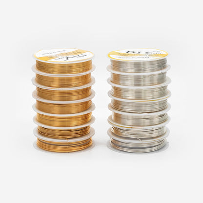 Gold/ Silver Plated Copper Wire, Craft Wrapping Supplies, 0.3-1mm, 18/ 20/ 21/ 22/ 24/ 26/ 28 Gauge Soft Wire, 1 Full Coil (#GB-455)