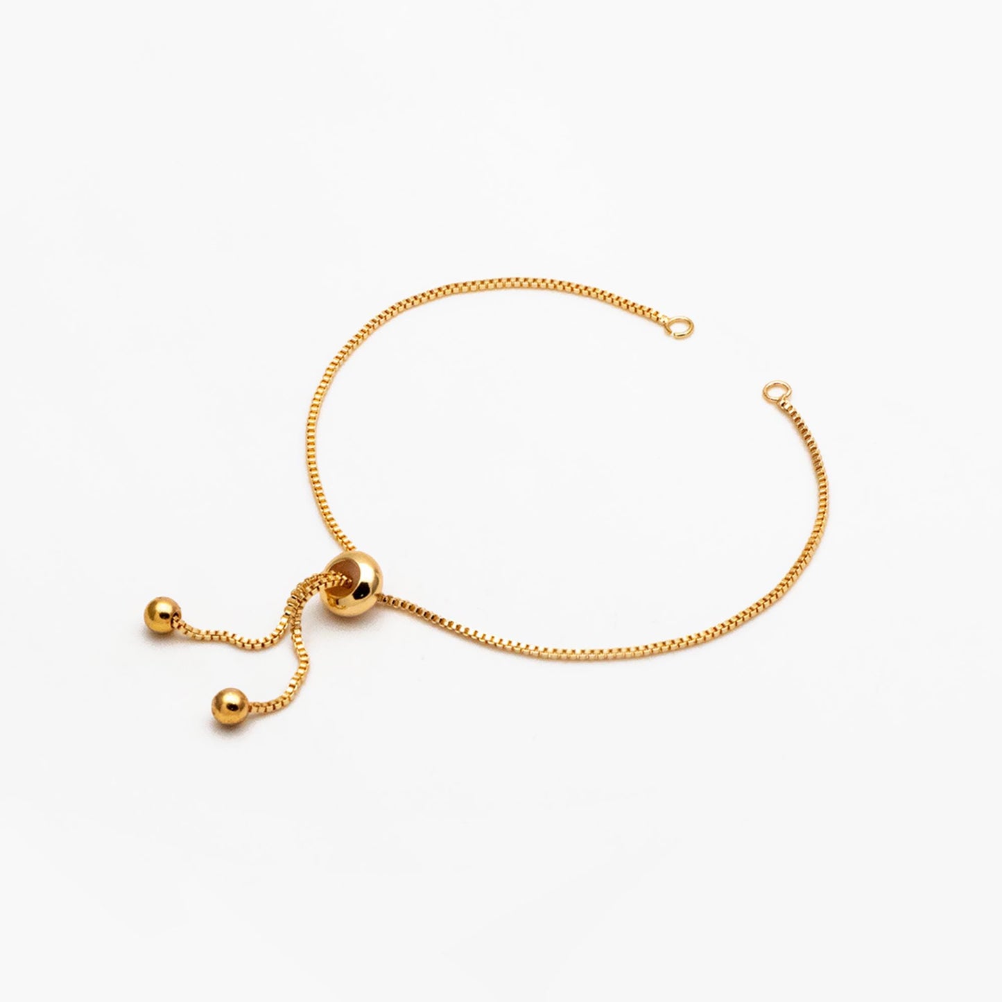 10pcs Gold Sliding Adjustable Bracelet Making Chain, Half-finished Bracelet with Rubber Stopper Beads (GB-269-C)