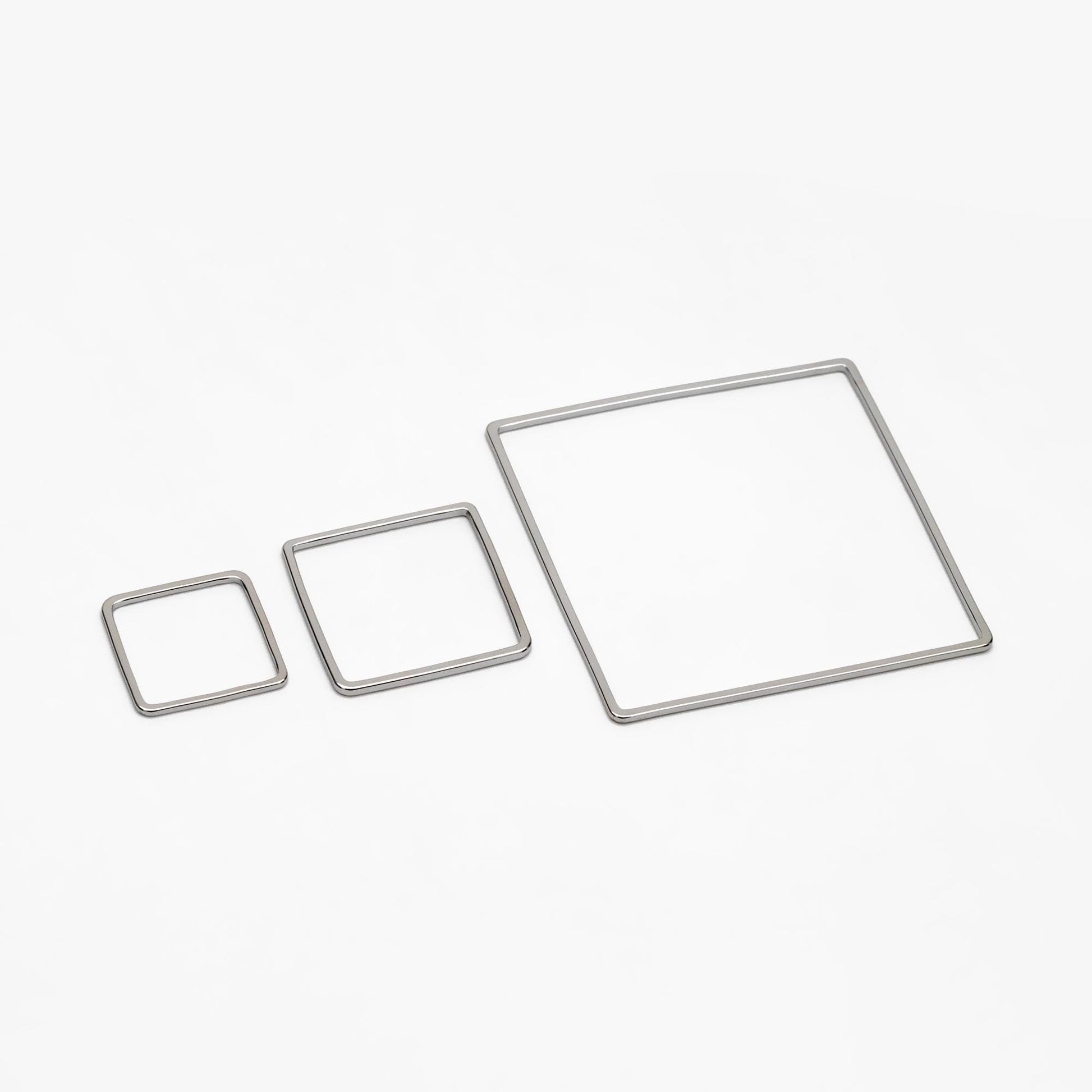 10pcs Gold/ Silver tone Square Link Charms 15/ 20/ 30/ 40mm, Real Gold/ Rhodium plated Brass Geometric Connector Pendants (GB-231)