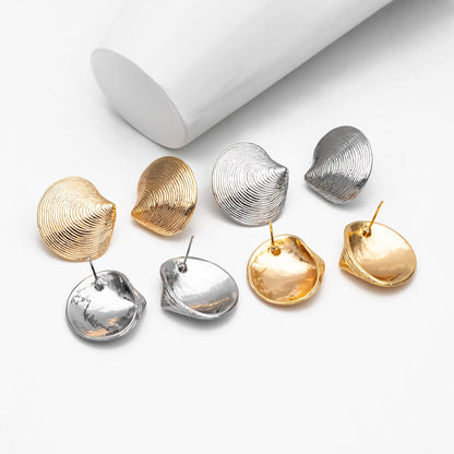 4pcs Gold/ Silver Tone Shell Earrings 25x23mm, Modern Style Earrings, Fashion Earrings,Beach Jewelry (GB-4475)