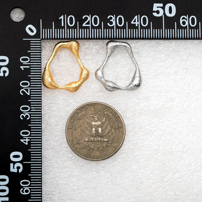 10pcs Gold/ Silver Irregular Oval Earrings, 18K Gold/ Rhodium plated Brass, Hoop Stud Earrings (GB-4479)