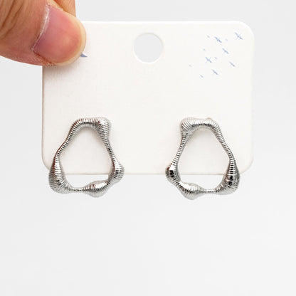 10pcs Gold/ Silver Irregular Oval Earrings, 18K Gold/ Rhodium plated Brass, Hoop Stud Earrings (GB-4479)