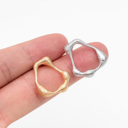 10pcs Gold/ Silver Irregular Oval Earrings, 18K Gold/ Rhodium plated Brass, Hoop Stud Earrings (GB-4479)