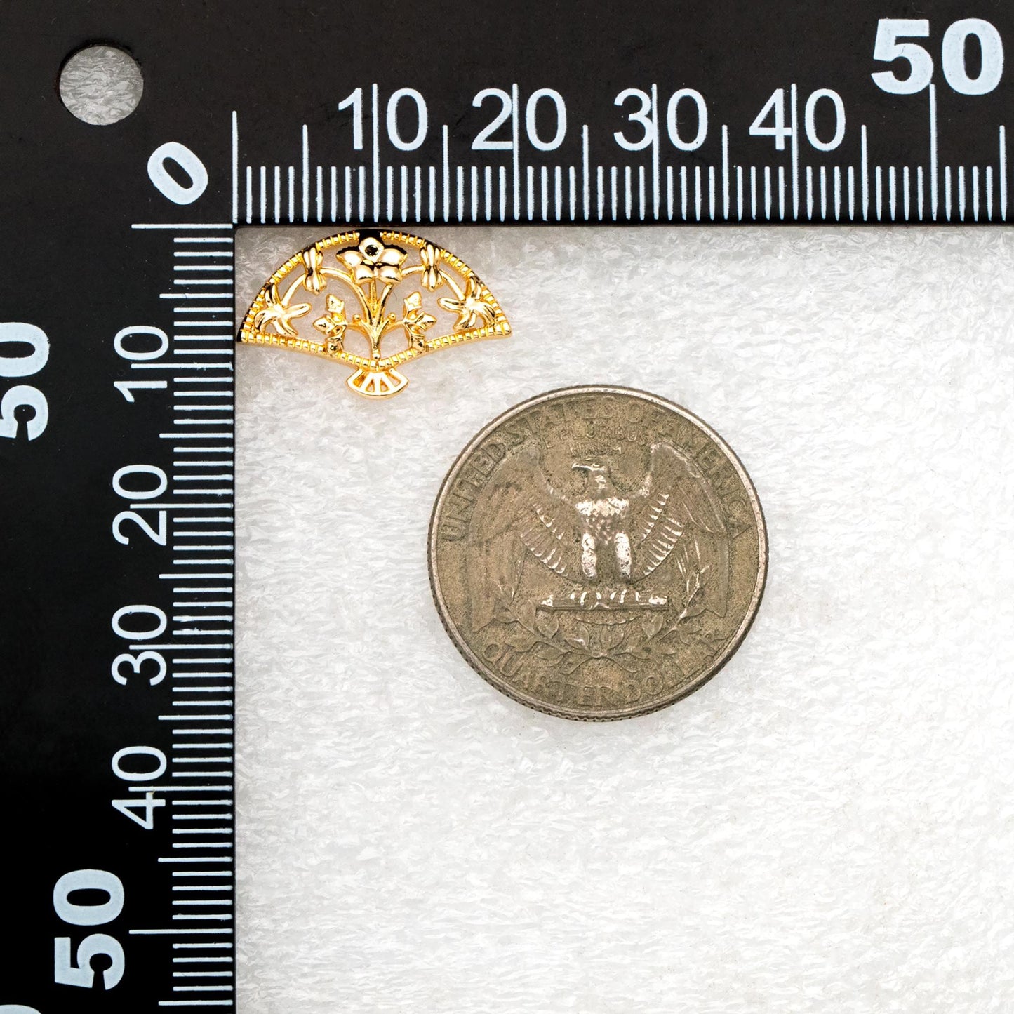 10pcs Gold/ Silver Tone Fan Shape Earrings, Gold/ Rhodium Plated Brass, Flower Fan Stud Earrings (#GB-4486)