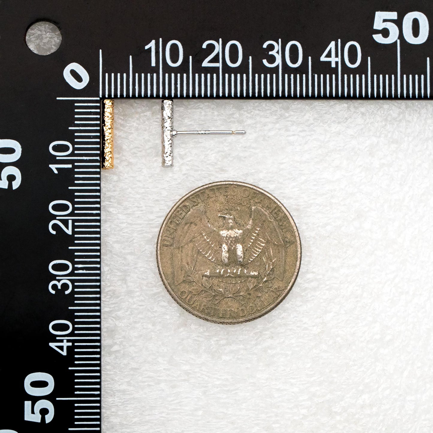 10pcs Gold/ Silver Tone Hammered Bar Earrings, Gold/ Rhodium plated Brass, Stick Stud Earrings (#GB-4491)