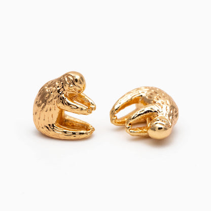10pcs Gold/ Silver 3D Sloth Charm, 18K Real Gold/ Rhodium plated Brass, Bracelet Charms, Jewelry Making Diy Material Supplies (GB-4492)