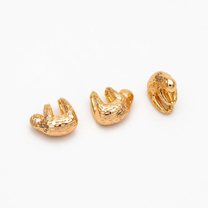 10pcs Gold/ Silver 3D Sloth Charm, 18K Real Gold/ Rhodium plated Brass, Bracelet Charms, Jewelry Making Diy Material Supplies (GB-4492)