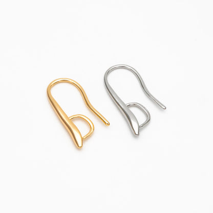 10pcs Gold/ Silver tone Ear Hooks 20x9mm, Gold/ Rhodium plated on Brass, Simple Large Earwires Earring Hooks (GB-318)