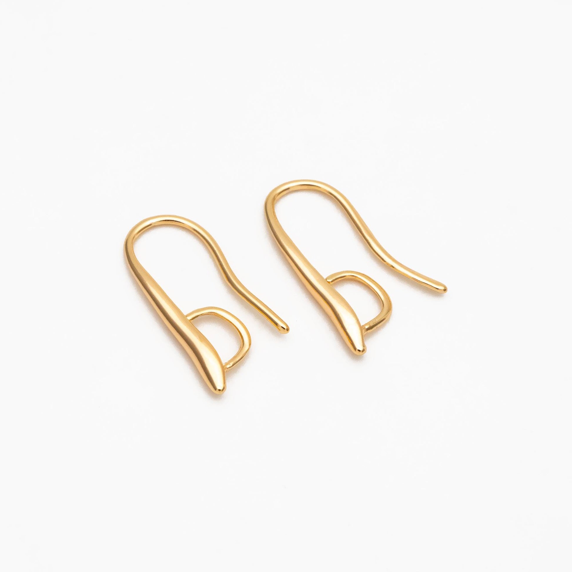 10pcs Gold/ Silver tone Ear Hooks 20x9mm, Gold/ Rhodium plated on Brass, Simple Large Earwires Earring Hooks (GB-318)