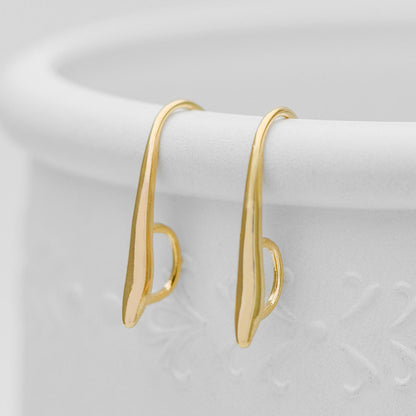 10pcs Gold/ Silver tone Ear Hooks 20x9mm, Gold/ Rhodium plated on Brass, Simple Large Earwires Earring Hooks (GB-318)
