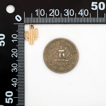 10pcs Gold plated Brass Cactus Charm Pendants 14mm (GB-322)