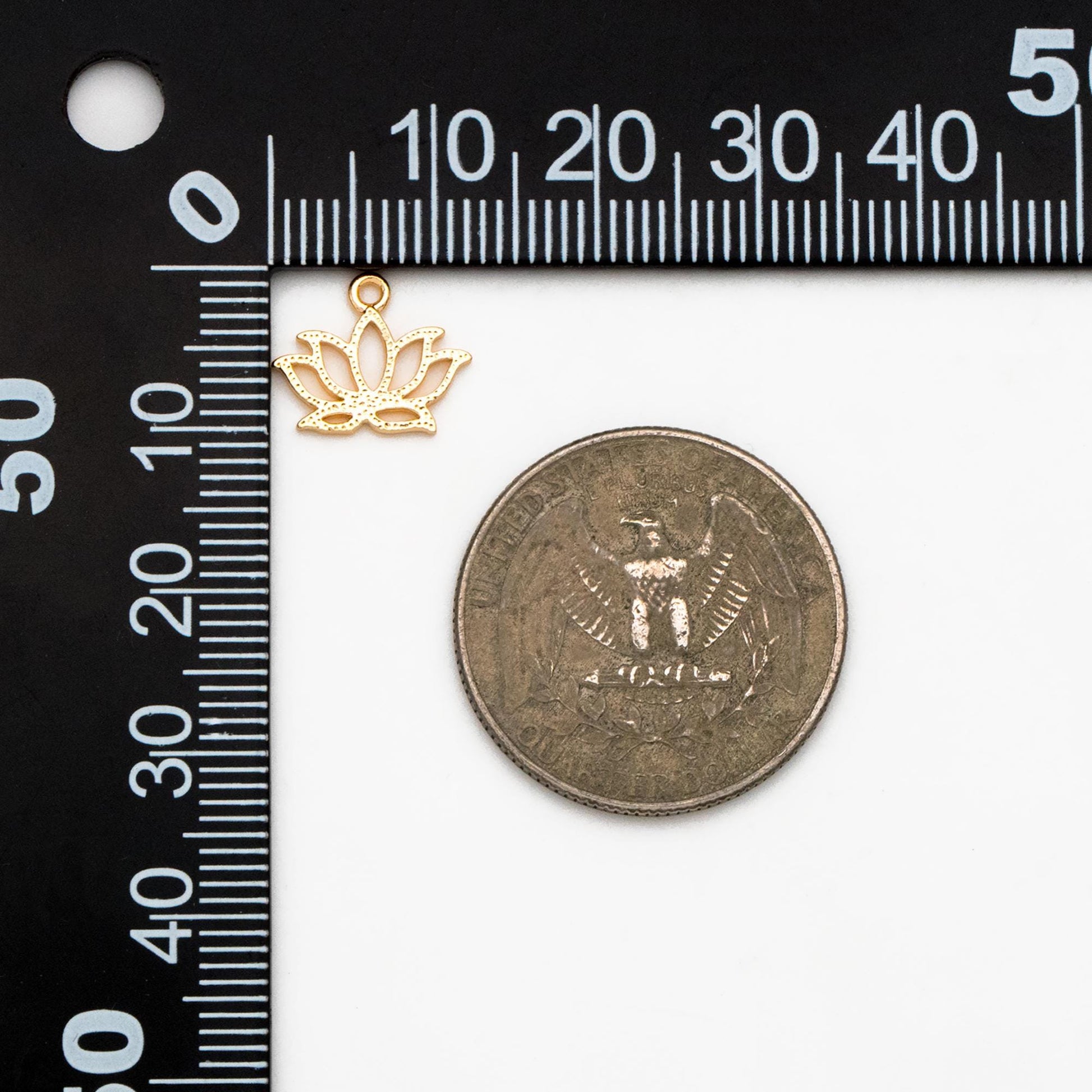 4pcs Gold Lotus Charm Pendants 12mm, Real Gold plated Brass, Color Not Easily Tarnish (GB-321-H)