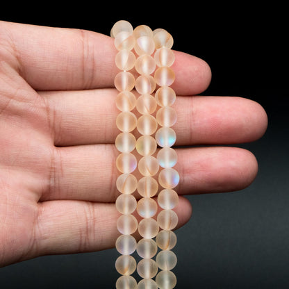 6mm Frosted Mystic Mermaid Glass Round Beads 6mm, 14.5" Strand (TR-074)