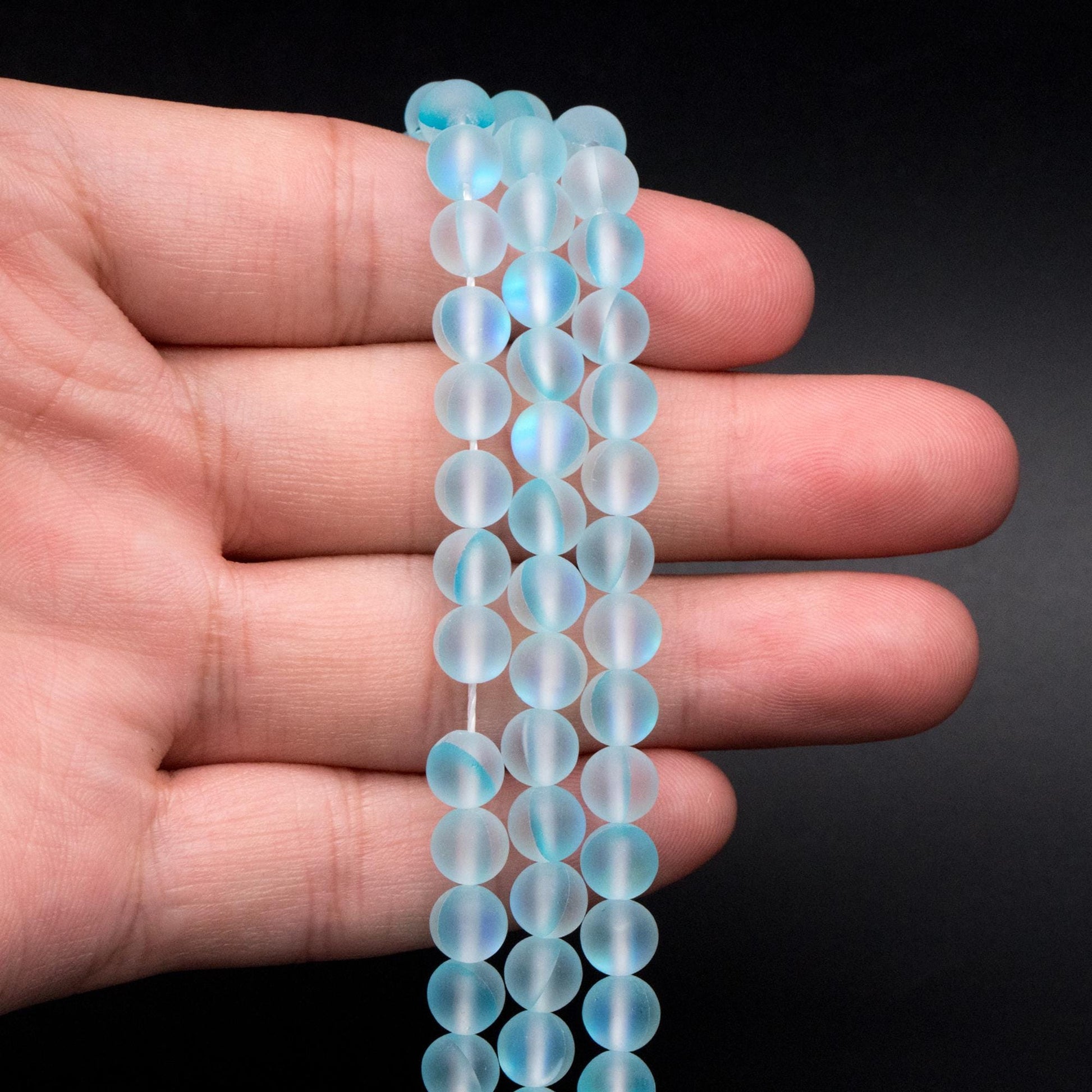 6mm Frosted Mystic Mermaid Glass Round Beads 6mm, 14.5" Strand (TR-074)