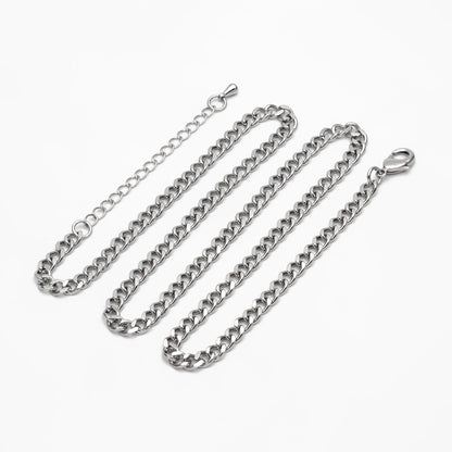 Gold/ Silver Curb Chains, Gold/ Rhodium plated Brass, Finished Bracelet/ Anklet/ Necklace with Extender Chain, Ready to Wear (#LK-429)