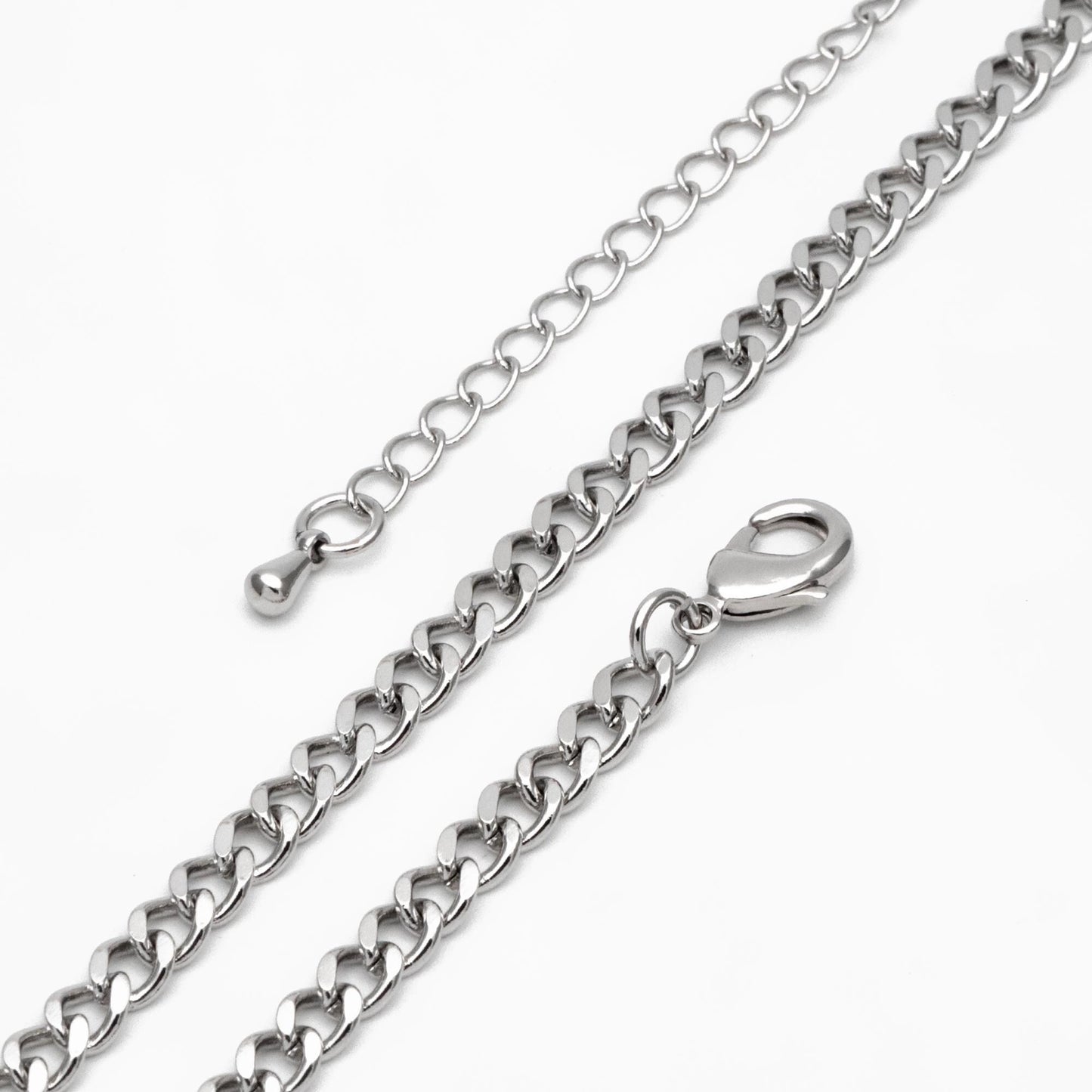 Gold/ Silver Curb Chains, Gold/ Rhodium plated Brass, Finished Bracelet/ Anklet/ Necklace with Extender Chain, Ready to Wear (#LK-429)