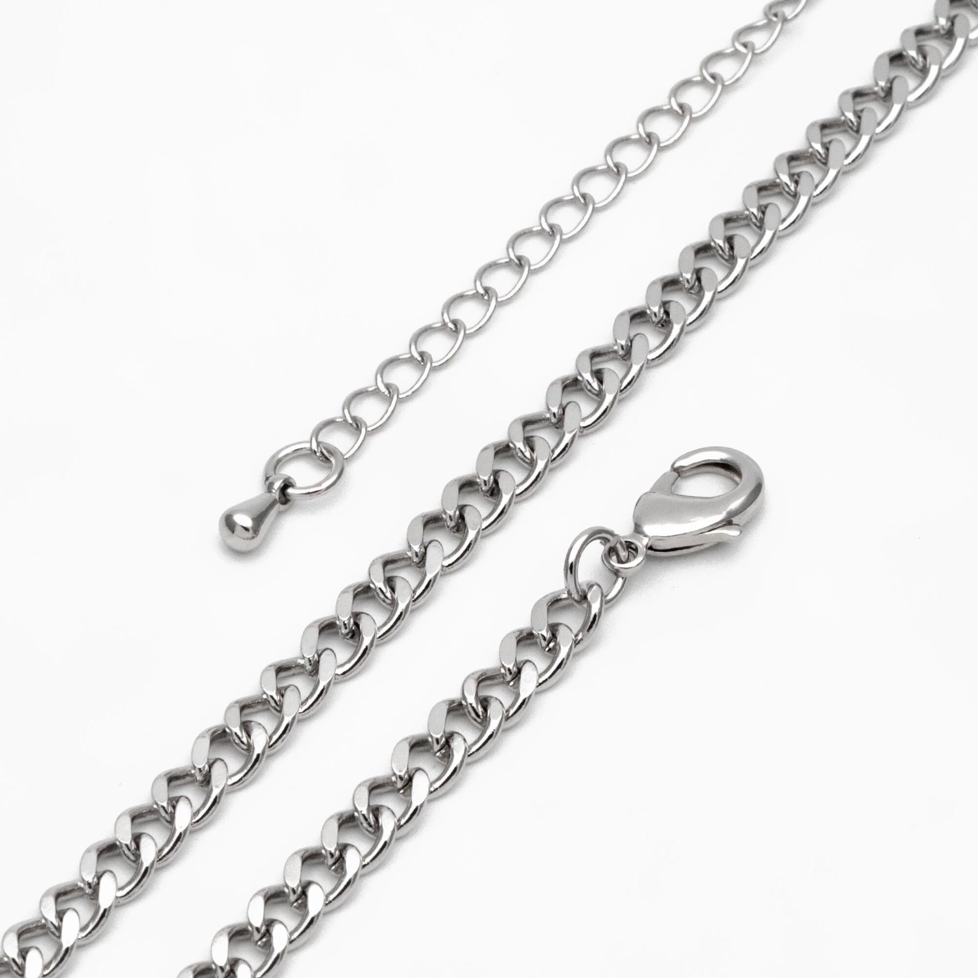 Gold/ Silver Curb Chains, Gold/ Rhodium plated Brass, Finished Bracelet/ Anklet/ Necklace with Extender Chain, Ready to Wear (#LK-429)