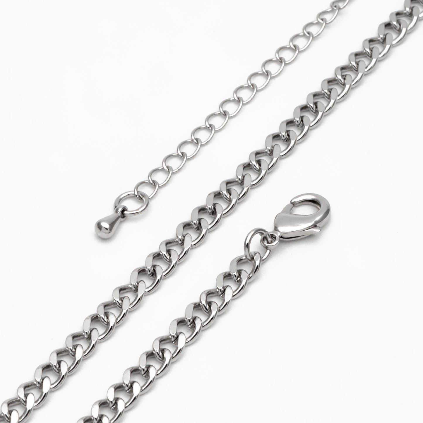 Gold/ Silver Curb Chains, Gold/ Rhodium plated Brass, Finished Bracelet/ Anklet/ Necklace with Extender Chain, Ready to Wear (#LK-429)