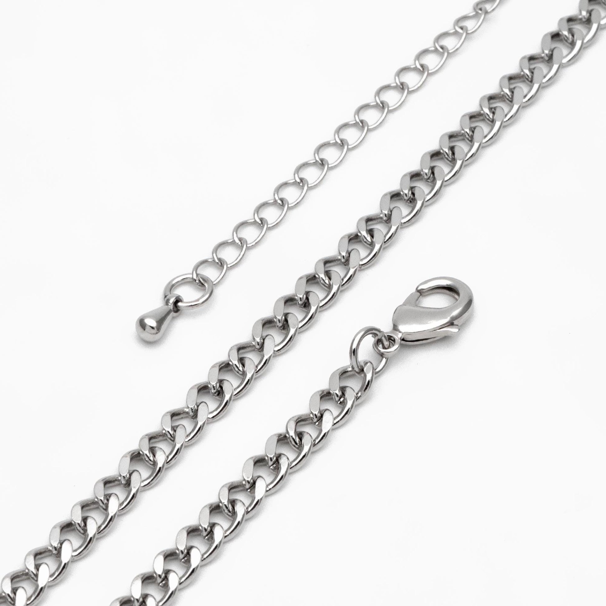Gold/ Silver Curb Chains, Gold/ Rhodium plated Brass, Finished Bracelet/ Anklet/ Necklace with Extender Chain, Ready to Wear (#LK-429)