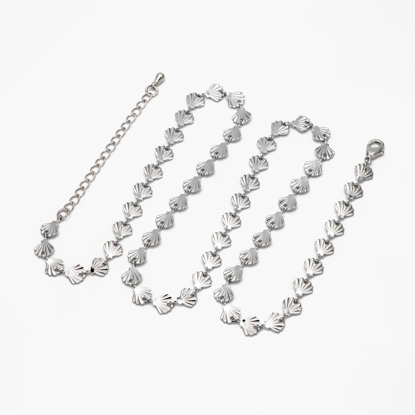 Gold/ Silver Tone shell Chain Bracelet/ Anklet/ Necklace with Extender Chain, 16-18 inch Adjustable, Ready to Wear (#LK-571)