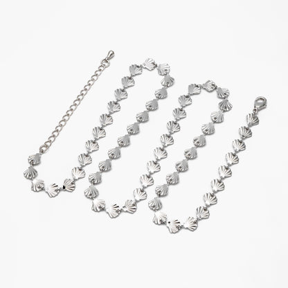 Gold/ Silver Tone shell Chain Bracelet/ Anklet/ Necklace with Extender Chain, 16-18 inch Adjustable, Ready to Wear (#LK-571)