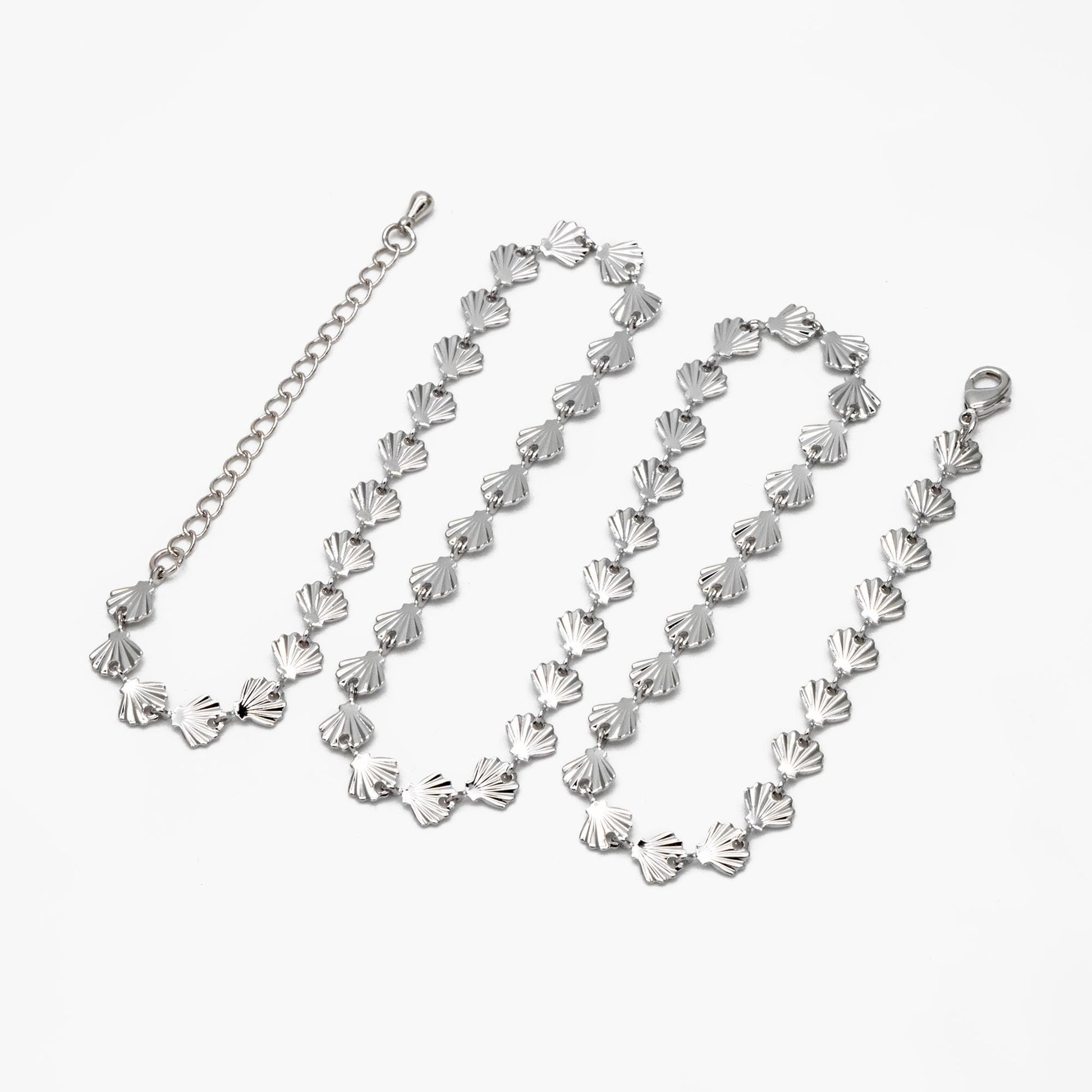 Gold/ Silver Tone shell Chain Bracelet/ Anklet/ Necklace with Extender Chain, 16-18 inch Adjustable, Ready to Wear (#LK-571)