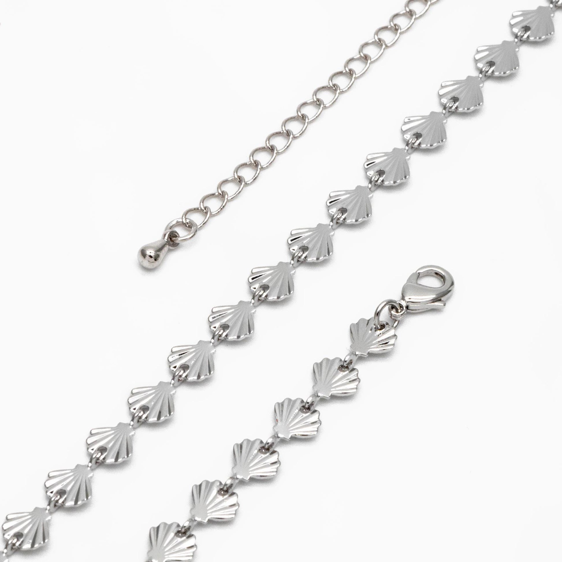 Gold/ Silver Tone shell Chain Bracelet/ Anklet/ Necklace with Extender Chain, 16-18 inch Adjustable, Ready to Wear (#LK-571)