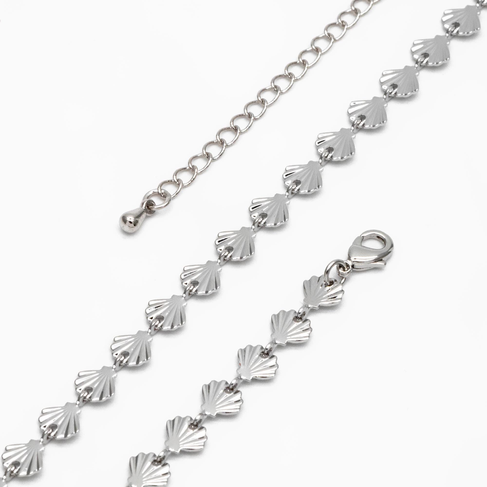 Gold/ Silver Tone shell Chain Bracelet/ Anklet/ Necklace with Extender Chain, 16-18 inch Adjustable, Ready to Wear (#LK-571)