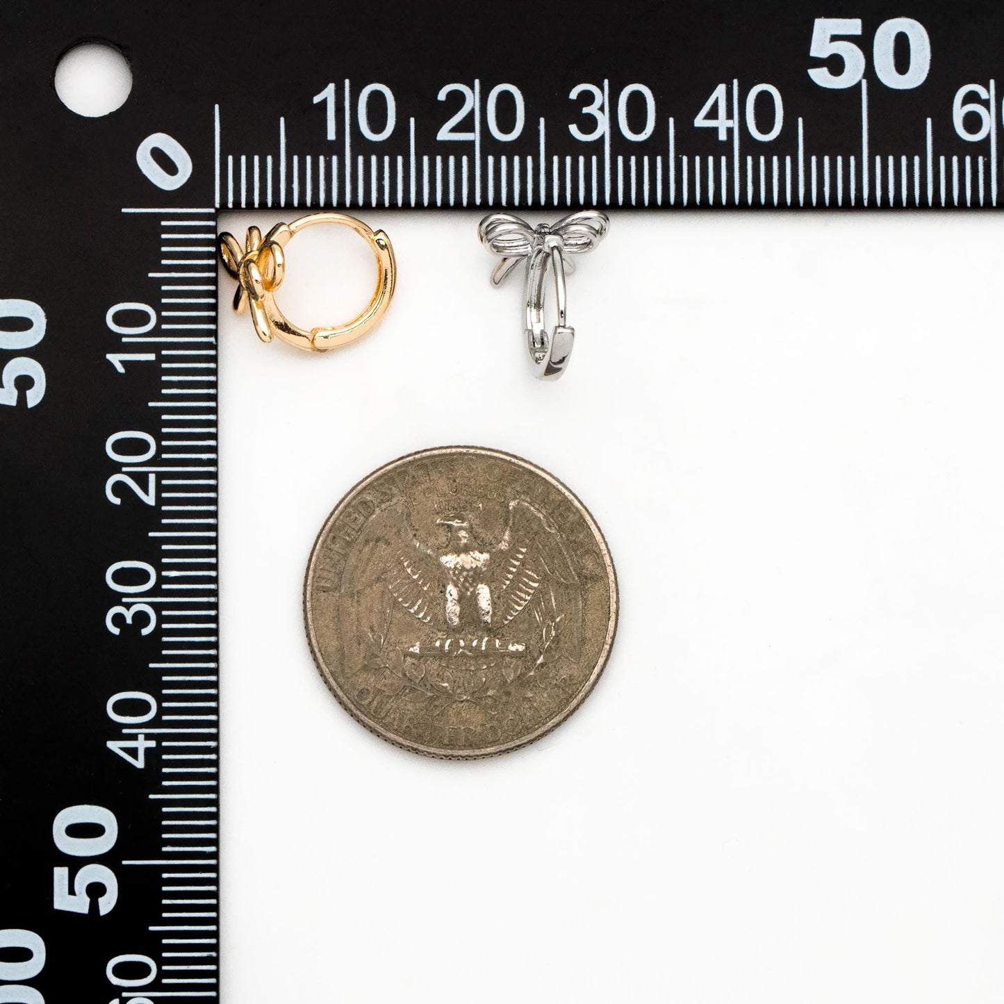 10pcs Gold/ Silver Bowknot Hoop Earrings, 18K Gold/ Rhodium plated Brass, Huggie Earrings, Minimalist Earrings (GB-4534)