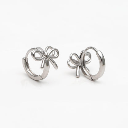 10pcs Gold/ Silver Bowknot Hoop Earrings, 18K Gold/ Rhodium plated Brass, Huggie Earrings, Minimalist Earrings (GB-4534)