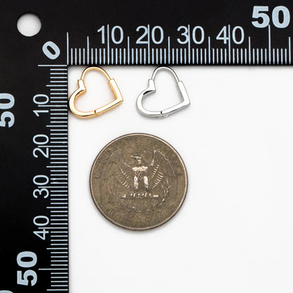 4pcs Gold/ Silver Tone Heart Huggie Earrings, 18K Gold/ Rhodium plated Brass, Dainty Hoop Earrings (GB-4535)