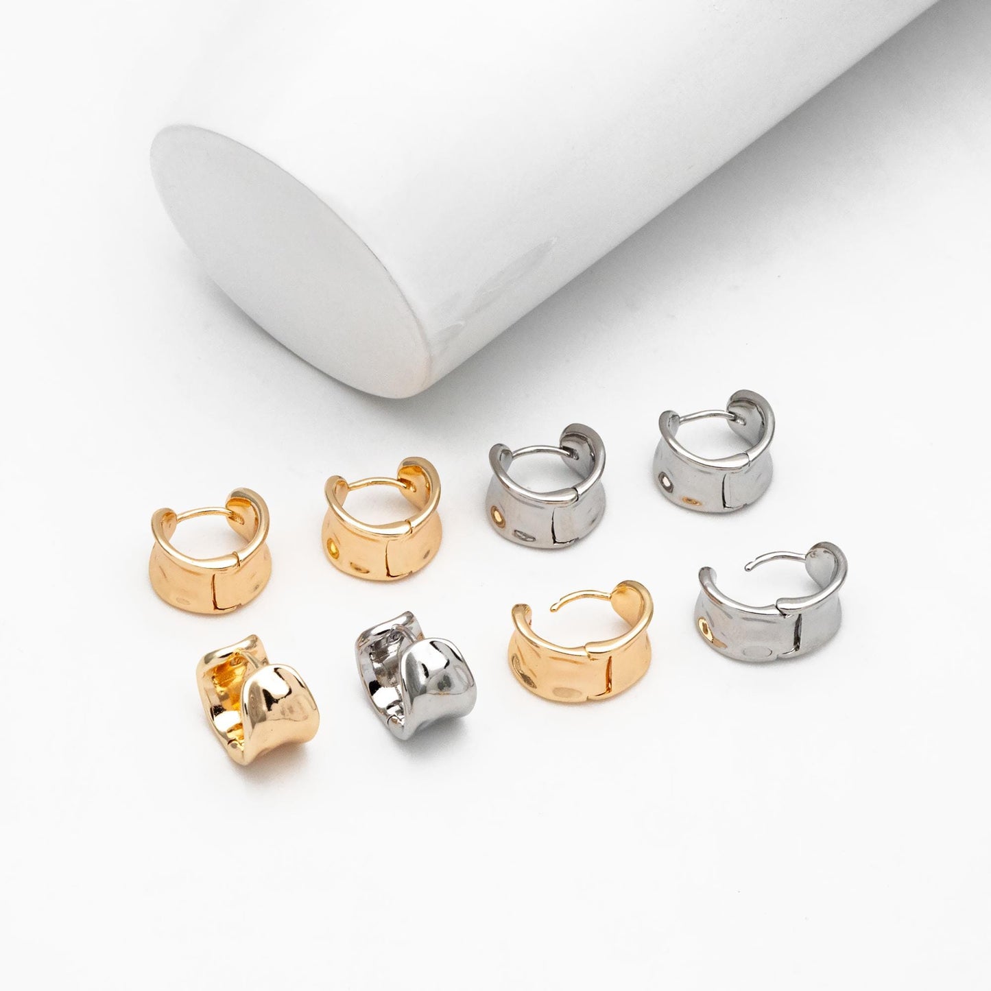 10pcs Gold/ Silver Tone Hoop Earrings, Huggie Earrings, Minimalist Earrings, Small Gold Hoops Earring (GB-4536)