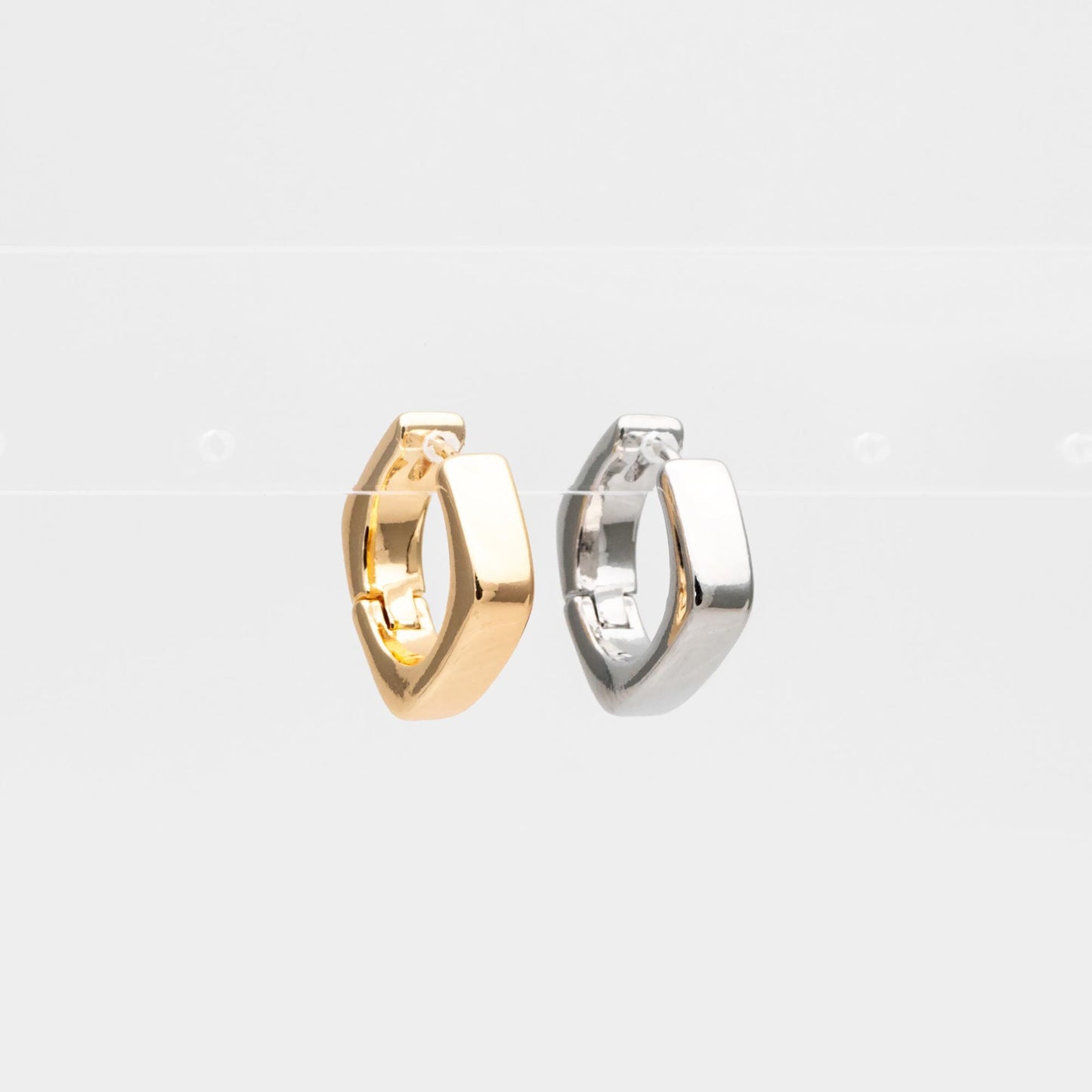 4pcs Gold/ Silver Tone Square Earrings, 18K Gold/ Rhodium plated Brass, Huggie Earrings, Minimalist Earrings (GB-4538)