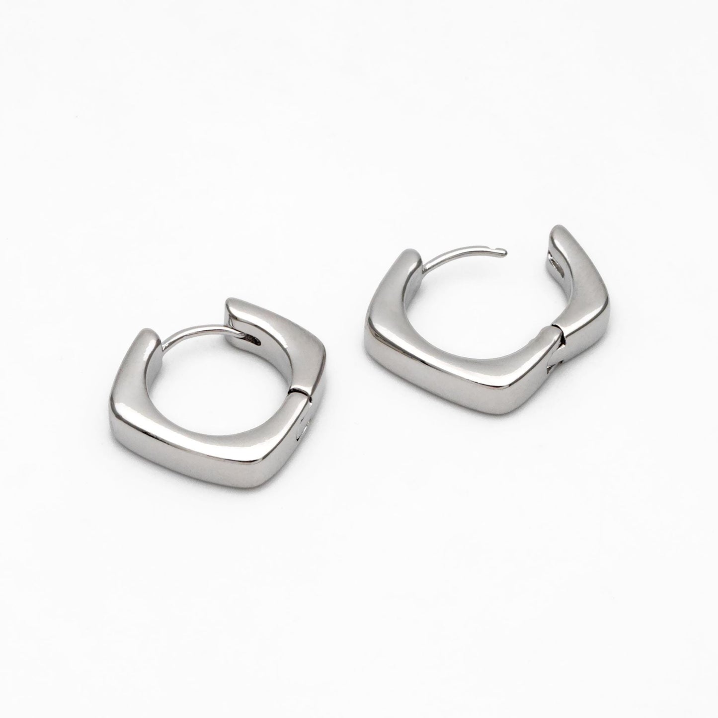 4pcs Gold/ Silver Tone Square Earrings, 18K Gold/ Rhodium plated Brass, Huggie Earrings, Minimalist Earrings (GB-4538)