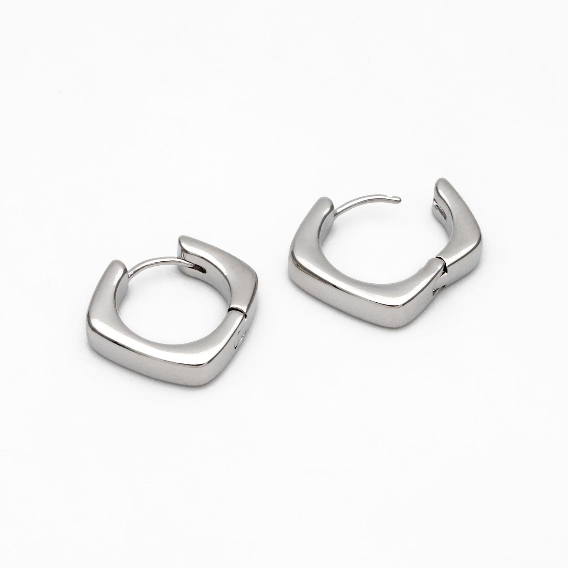 4pcs Gold/ Silver Tone Square Earrings, 18K Gold/ Rhodium plated Brass, Huggie Earrings, Minimalist Earrings (GB-4538)
