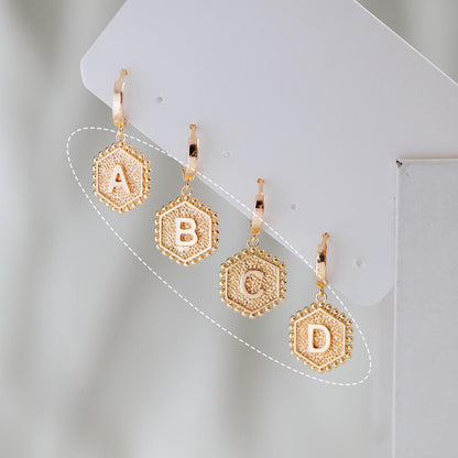 Gold/ Silver Alphabet Charms, English Letter Pendants 16x20mm, Hexagon Initial Coin Pendants (GB-2458)