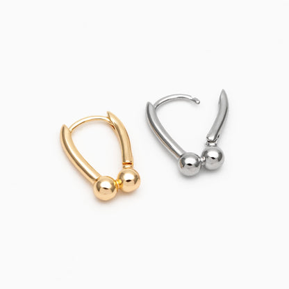 10pcs Gold/ Silver Tone Hoop Earrings, Gold/ Rhodium plated Brass, Geometric Earring Hoops (GB-4539)