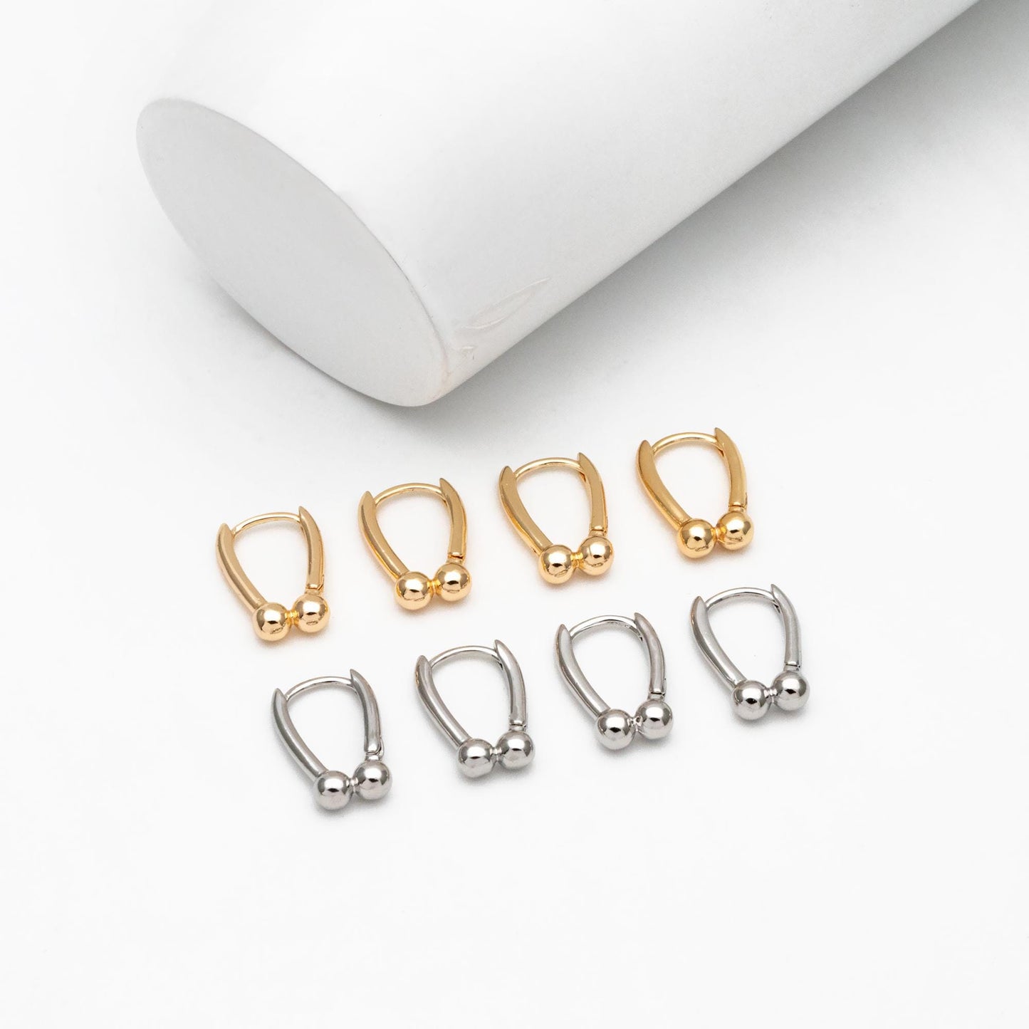 10pcs Gold/ Silver Tone Hoop Earrings, Gold/ Rhodium plated Brass, Geometric Earring Hoops (GB-4539)