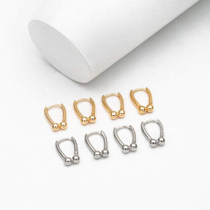 10pcs Gold/ Silver Tone Hoop Earrings, Gold/ Rhodium plated Brass, Geometric Earring Hoops (GB-4539)