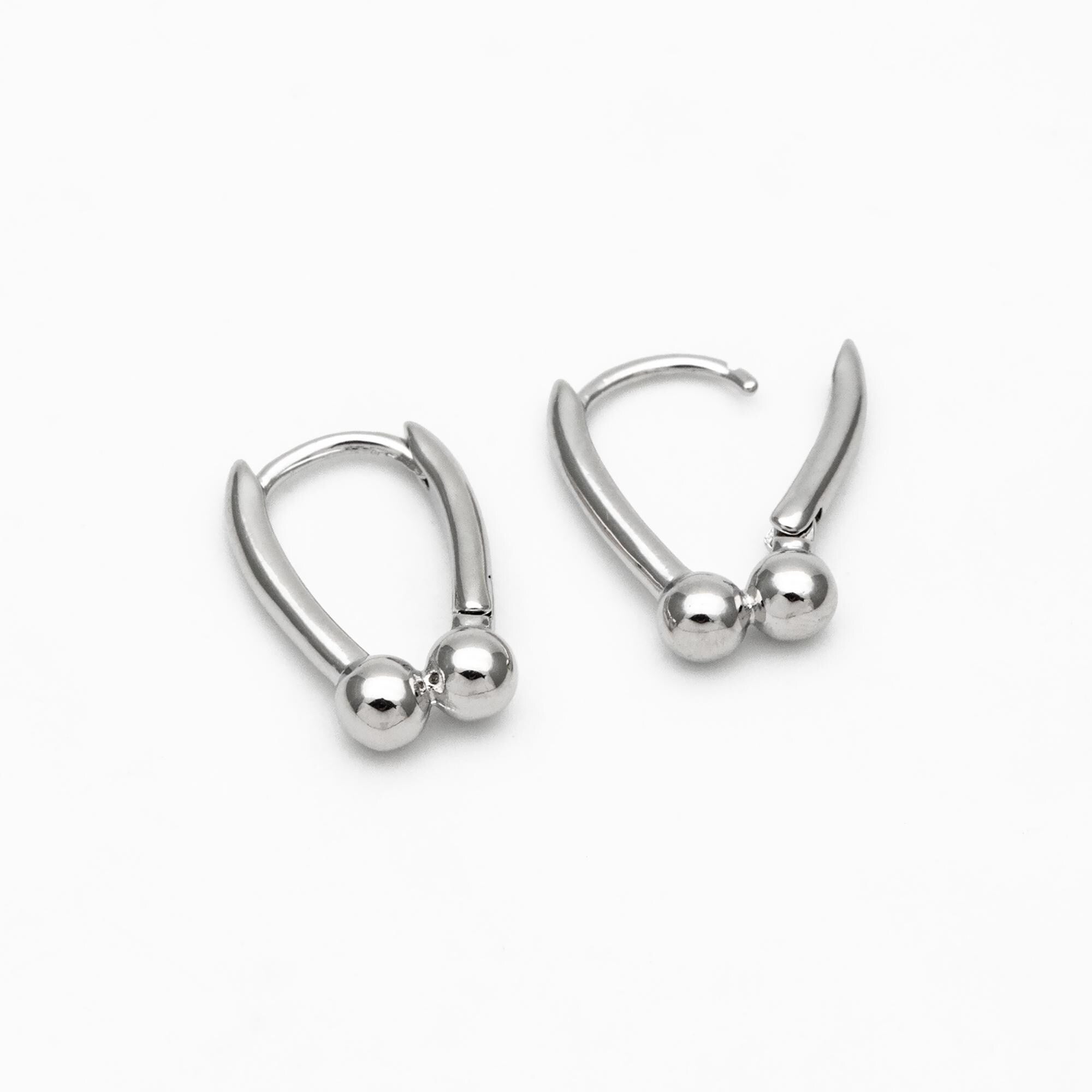 10pcs Gold/ Silver Tone Hoop Earrings, Gold/ Rhodium plated Brass, Geometric Earring Hoops (GB-4539)