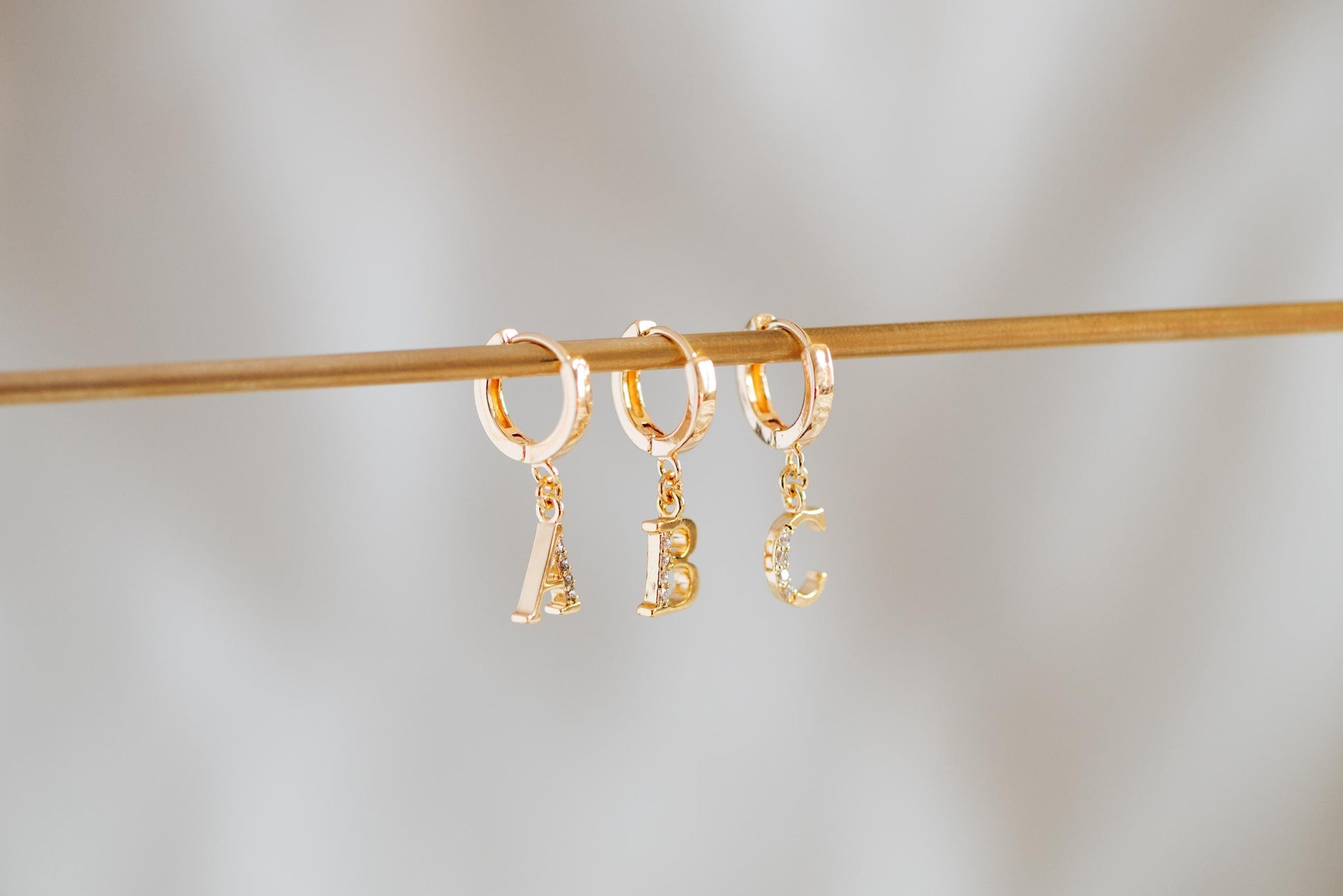 CZ Pave Gold Alphabet Beads, 18K Gold plated Brass, English Letter Charm Pendants 10mm, You Choose Letter (GB-723)