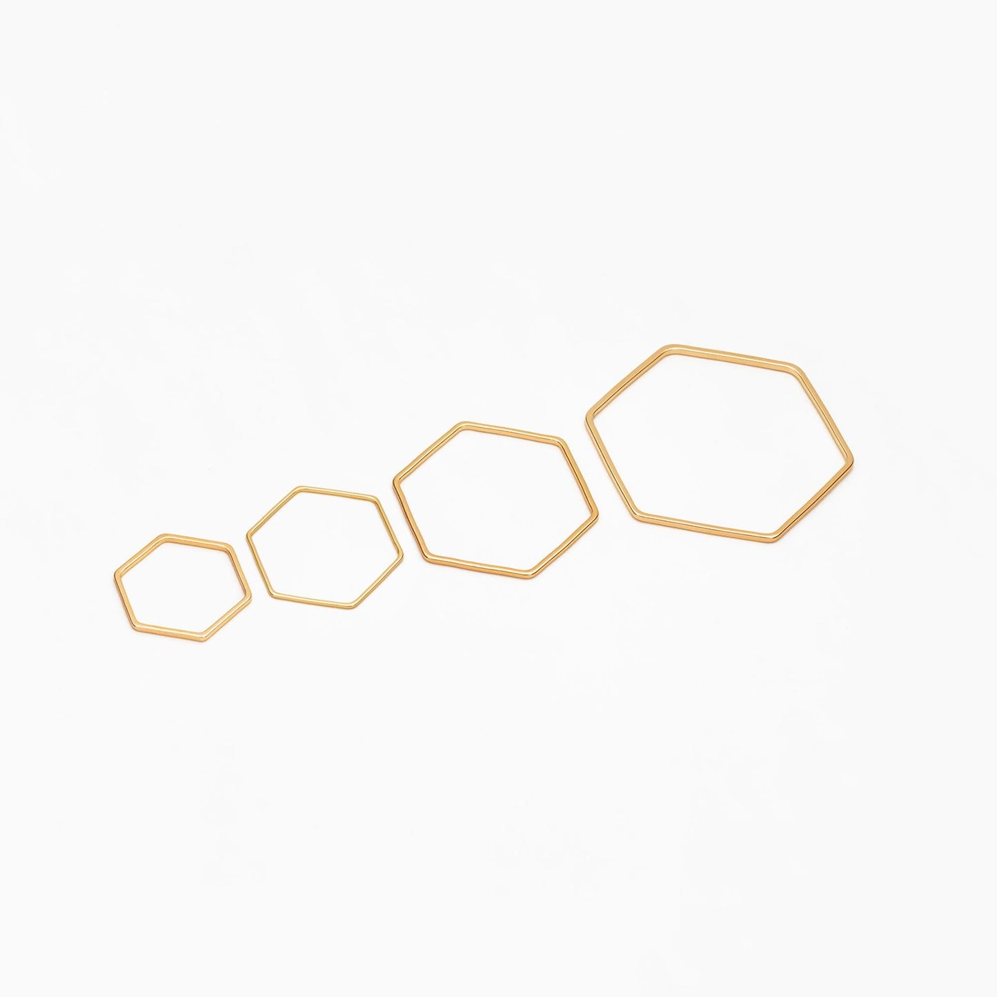 10pcs Gold/ Sliver Hexagon Wire Charms, 18K Gold/ Rhodium plated Brass, Geometric Hoop Pendants (GB-4091)