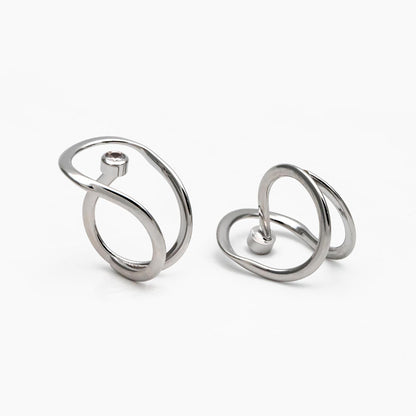 4pcs CZ Pave Gold/ Silver Double Band Ring, Everyday Ring, Fashion Rings, Adjustable Ring, Dainty Ring (#GB-4372)