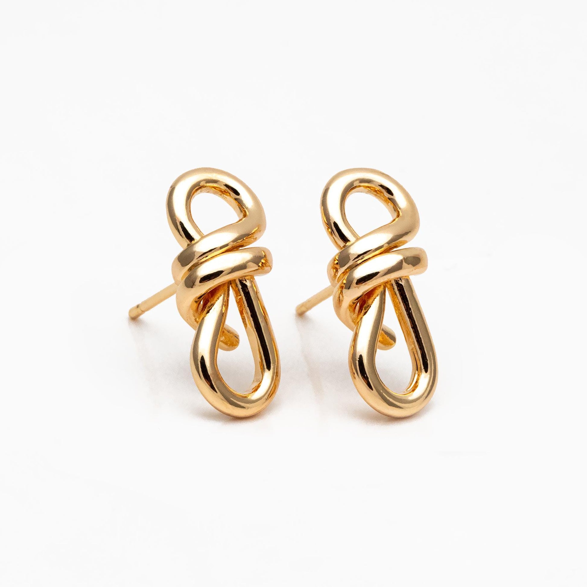 4pcs Gold/ Silver Tone Knot Earrings, 18K Real Gold/ Rhodium plated Brass, Minimalist Stud Earrings (GB-4495)