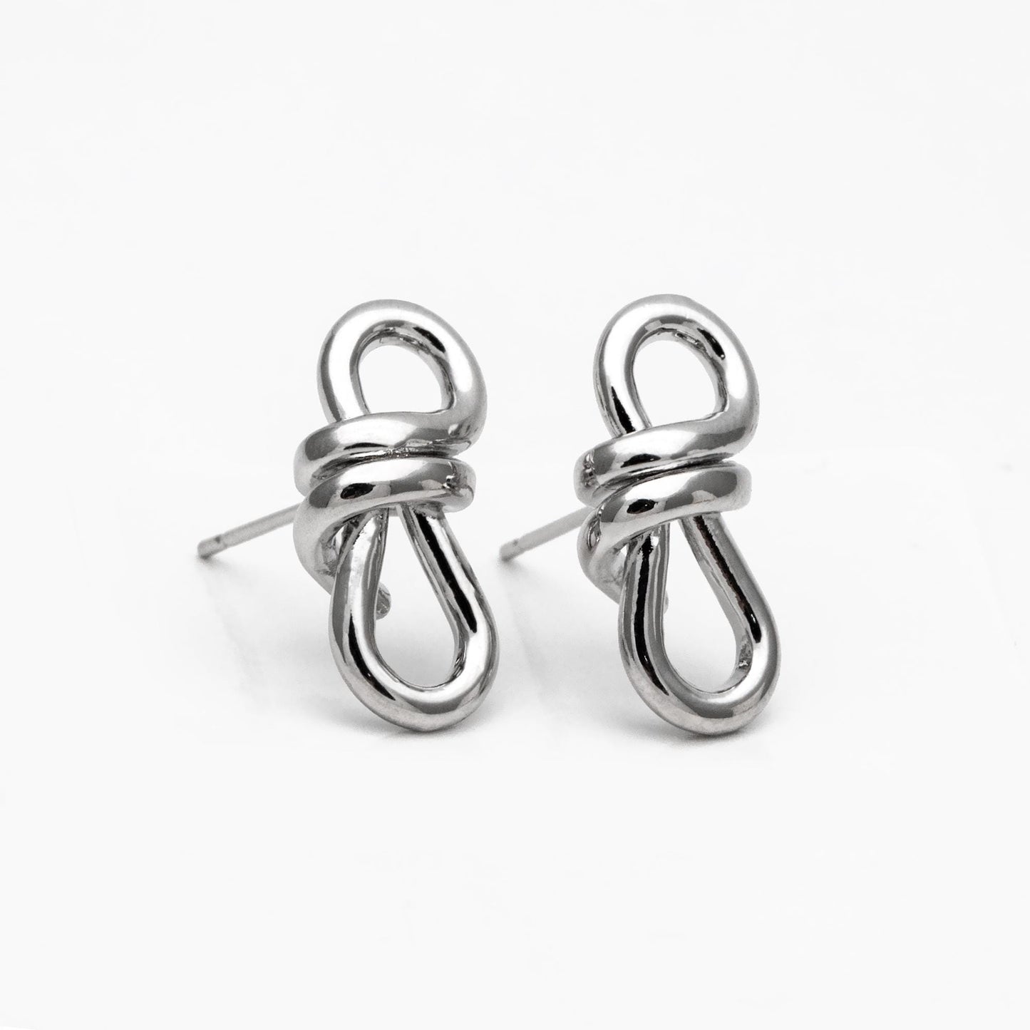 4pcs Gold/ Silver Tone Knot Earrings, 18K Real Gold/ Rhodium plated Brass, Minimalist Stud Earrings (GB-4495)