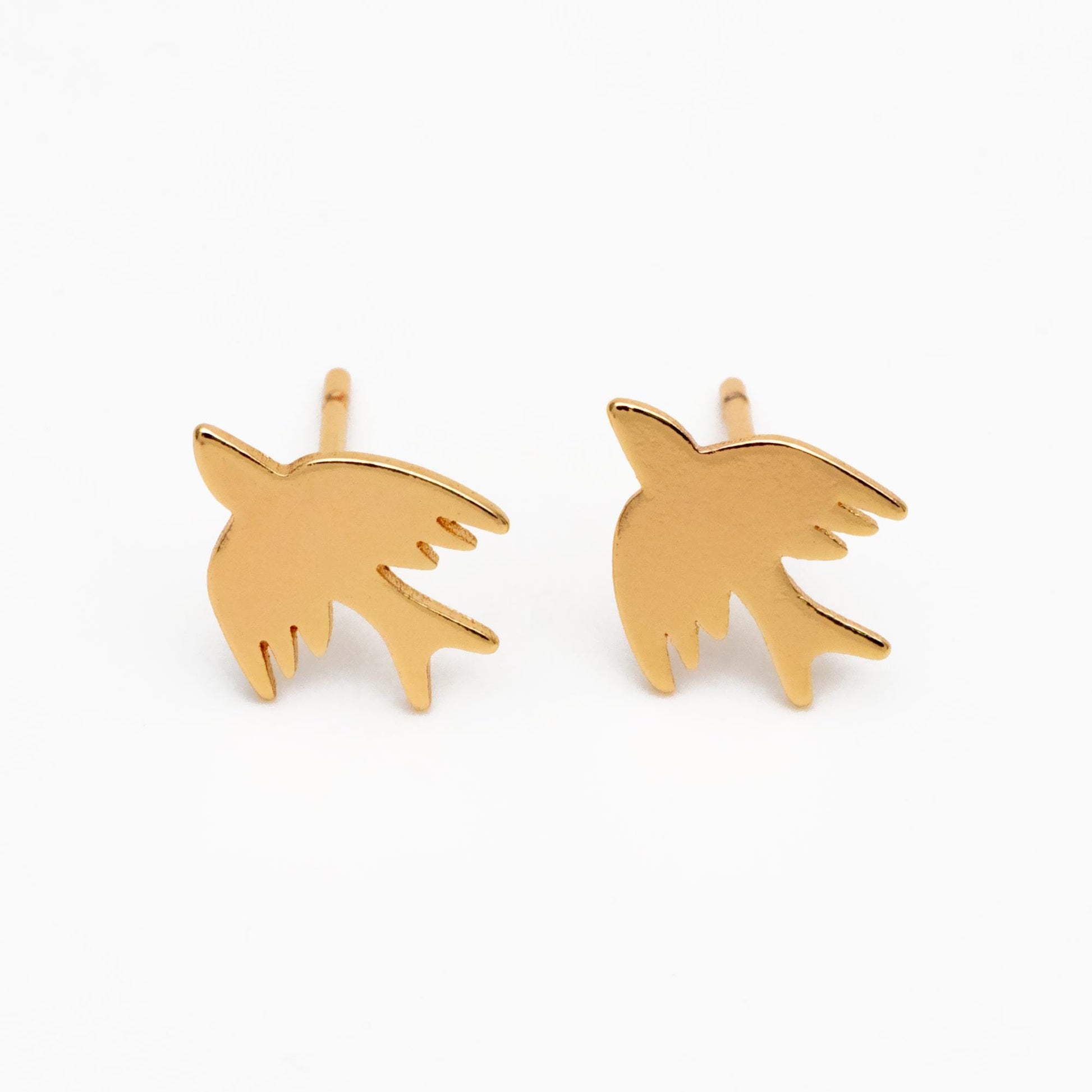 10pcs Gold/ Silver Tone Swallow Earrings, 18K Real Gold/ Rhodium Plated Brass, Minimalist Bird Stud Earrings (GB-4496)