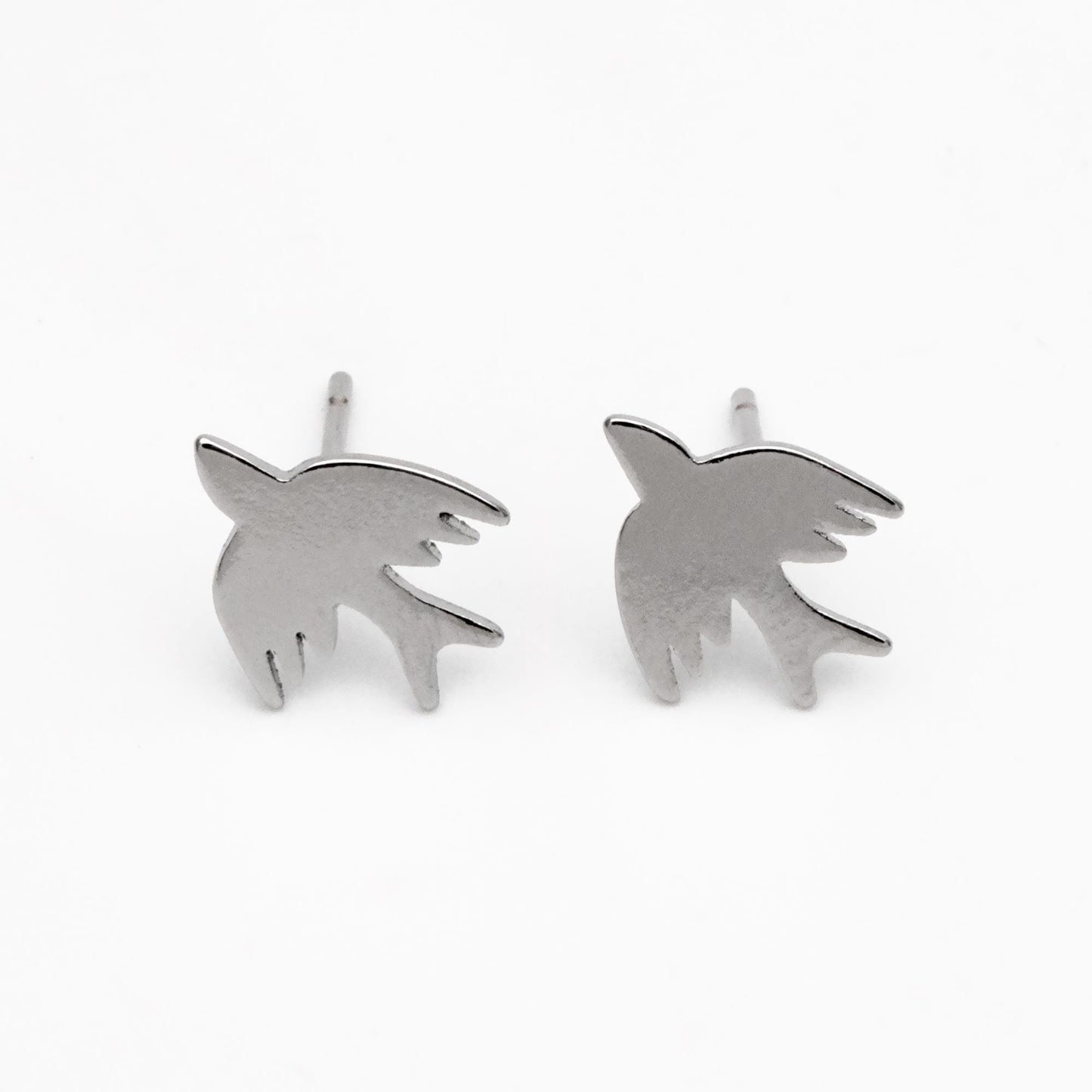 10pcs Gold/ Silver Tone Swallow Earrings, 18K Real Gold/ Rhodium Plated Brass, Minimalist Bird Stud Earrings (GB-4496)