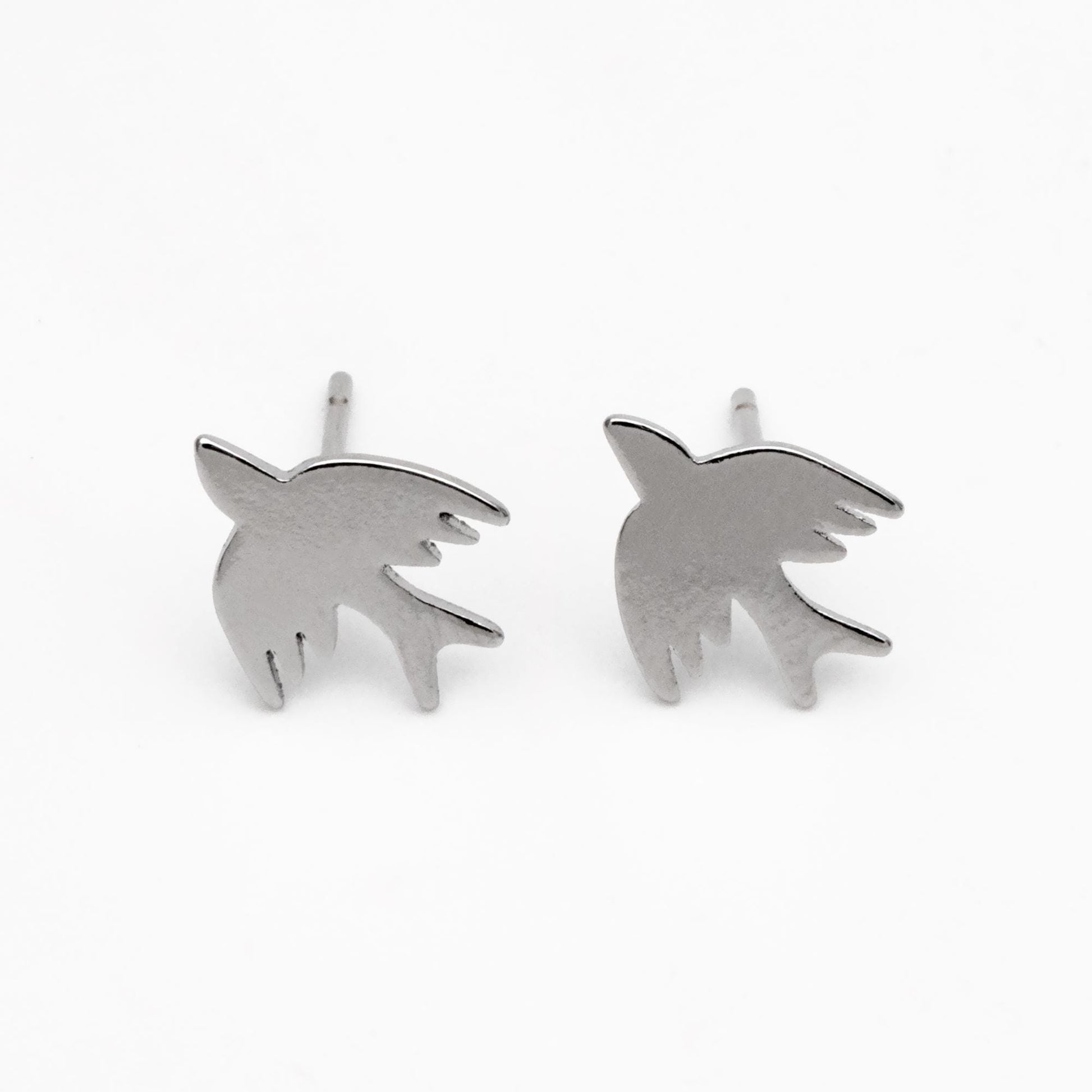 10pcs Gold/ Silver Tone Swallow Earrings, 18K Real Gold/ Rhodium Plated Brass, Minimalist Bird Stud Earrings (GB-4496)