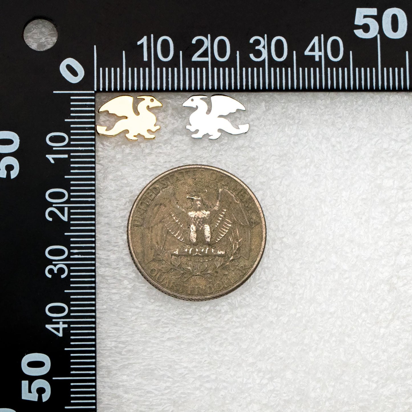 10pcs Gold/ Silver Tone Dragon Earrings, 18K Real Gold/ Rhodium Plated Brass, Minimalist Stud Earrings (GB-4497)