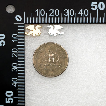 10pcs Gold/ Silver Tone Dragon Earrings, 18K Real Gold/ Rhodium Plated Brass, Minimalist Stud Earrings (GB-4497)